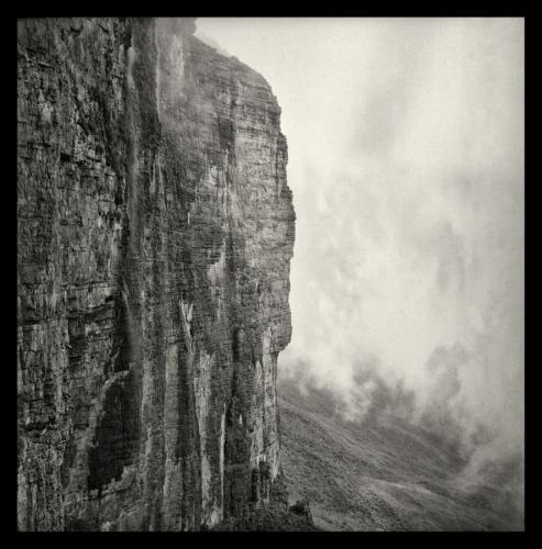 Looking S.E from the final approach to the sheer cliff face